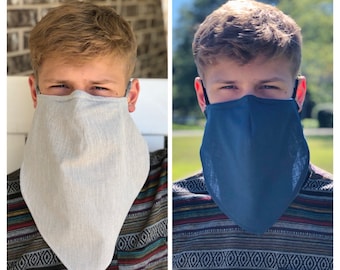 Máscara facial de bandana ajustable ~ Alambre de nariz ~ Peso de verano ~ Cubierta facial de dos capas ~ Una capa disponible ~ Transpirable ~ Algodón ~ EE.UU.