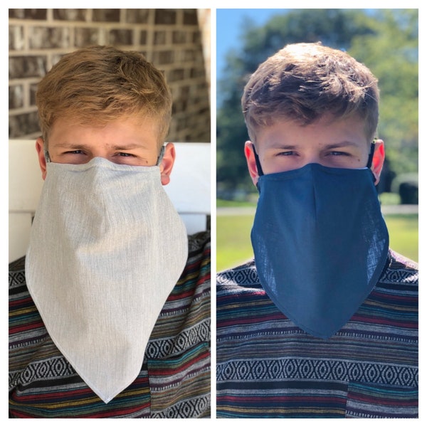 Adjustable Bandana Face Mask ~ Nose Wire ~ Summer Weight ~ Two Layer Face Covering ~ One Layer Available ~ Breathable ~ Cotton ~ USA