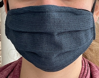 Mascarilla facial de una capa 100% de lino / ajustable / ultra ligera y delgada / alambre nasal / transpirable / de una capa / hecha a mano en los EE. UU.