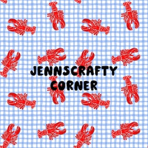Crawfish Blue Gingham Seamless Repeating Pattern, boy Seamless Pattern, Digital File for Commercial Use