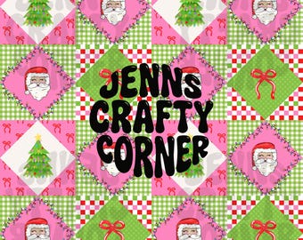 Rosa Weihnachten Quilt Patchwork-Stil nahtlose Datei, trendige Weihnachtsmuster, Weihnachtsoberfläche, girly Weihnachtspapier