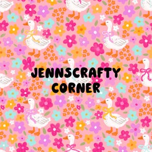 Coquette Goose Floral Seamless Pattern: Commercial Use (Digital File)
