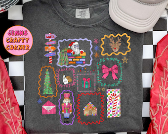 Preppy colorful coquette Christmas png design, trendy kid Christmas shirt, Christmas bows shirt design, DTF png design, holiday coquette png