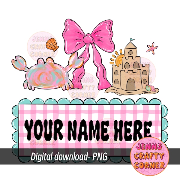 Diseño PNG de playa con placa de nombre - Diseño de camiseta PNG de playa de moda - Archivo digital