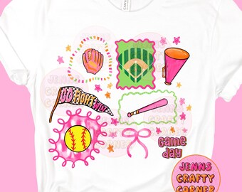 Colorful Doodle Softball PNG Design: Trendy Game Day Digital File