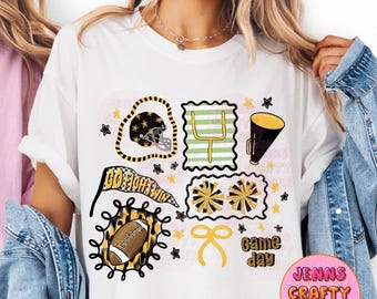Black and Gold Football PNG: Doodle Frames Design (Digital File)
