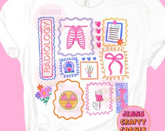 Radiologie Doodle PNG : conception radiographique preppy colorée (téléchargement numérique)