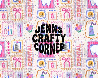 Preppy Doodle Dental Seamless Pattern: Healthcare Worker Design (Digital Download)