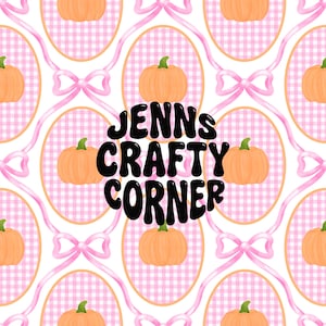 Pink gingham and pumpkin Halloween/ fall Seamless , grand millennial  Seamless Fall Repeat Pattern File,  Repeating Pattern File Commercial