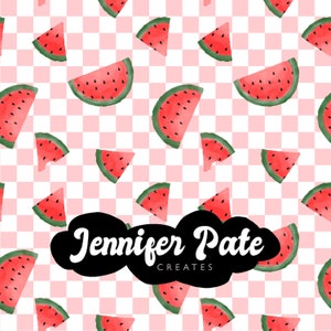 Watercolor watermelon checkered seamless File | Repeating File | Seamless Pattern | Fabric Sublimation