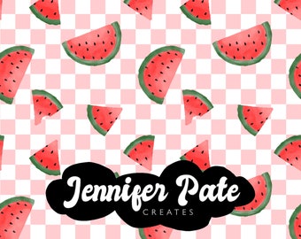 Watercolor watermelon checkered seamless File | Repeating File | Seamless Pattern | Fabric Sublimation