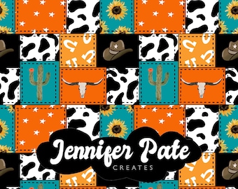 Western patchwork |  Western Seamless File | Repeating File | Seamless Pattern | Fabric Sublimation
