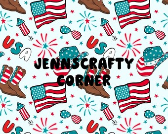 Patriotic Western | 4th of July Western Seamless File | Repeating File | Seamless Pattern | Fabric Sublimation