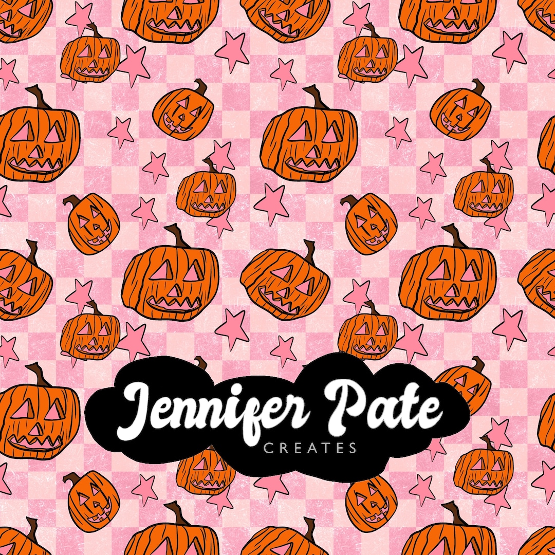 Retro Pumpkin Seamless | Pink Halloween Seamless File | Repeating File ...