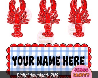 Crawfish with Name plate Boy PNG design - Crawfish Boil PNG-  Digital File