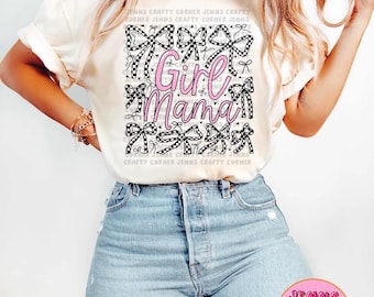 Coquette Checkered Girl Mama PNG-ontwerp - Bows PNG-trendy mama-shirtontwerp - moeder van meisjes - digitaal bestand