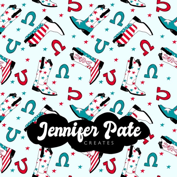 Patriotic Western Boots | 4th of July Western Seamless File | Repeating File | Seamless Pattern | Fabric Sublimation