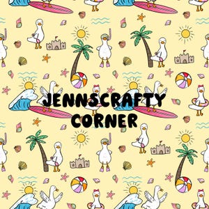 Yellow Summer Goose Seamless Repeating Pattern, Duck Seamless Pattern, Digital File for Commercial Use