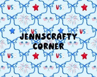 Coquette USA July 4th Seamless Repeating Pattern, grand millennial Independence Day Seamless Pattern , red white & blue