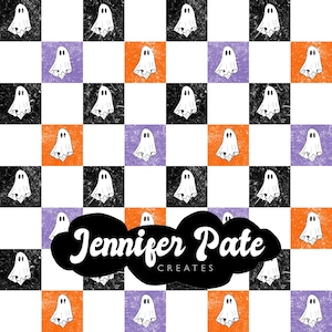Checkered Ghost Seamless | Halloween Seamless File | Repeating File | Seamless Pattern | Fabric Sublimation