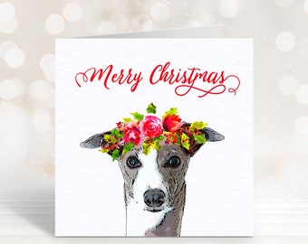 Greyhound Christmas Card - Xmas Cards - Gift for Greyhound Lover