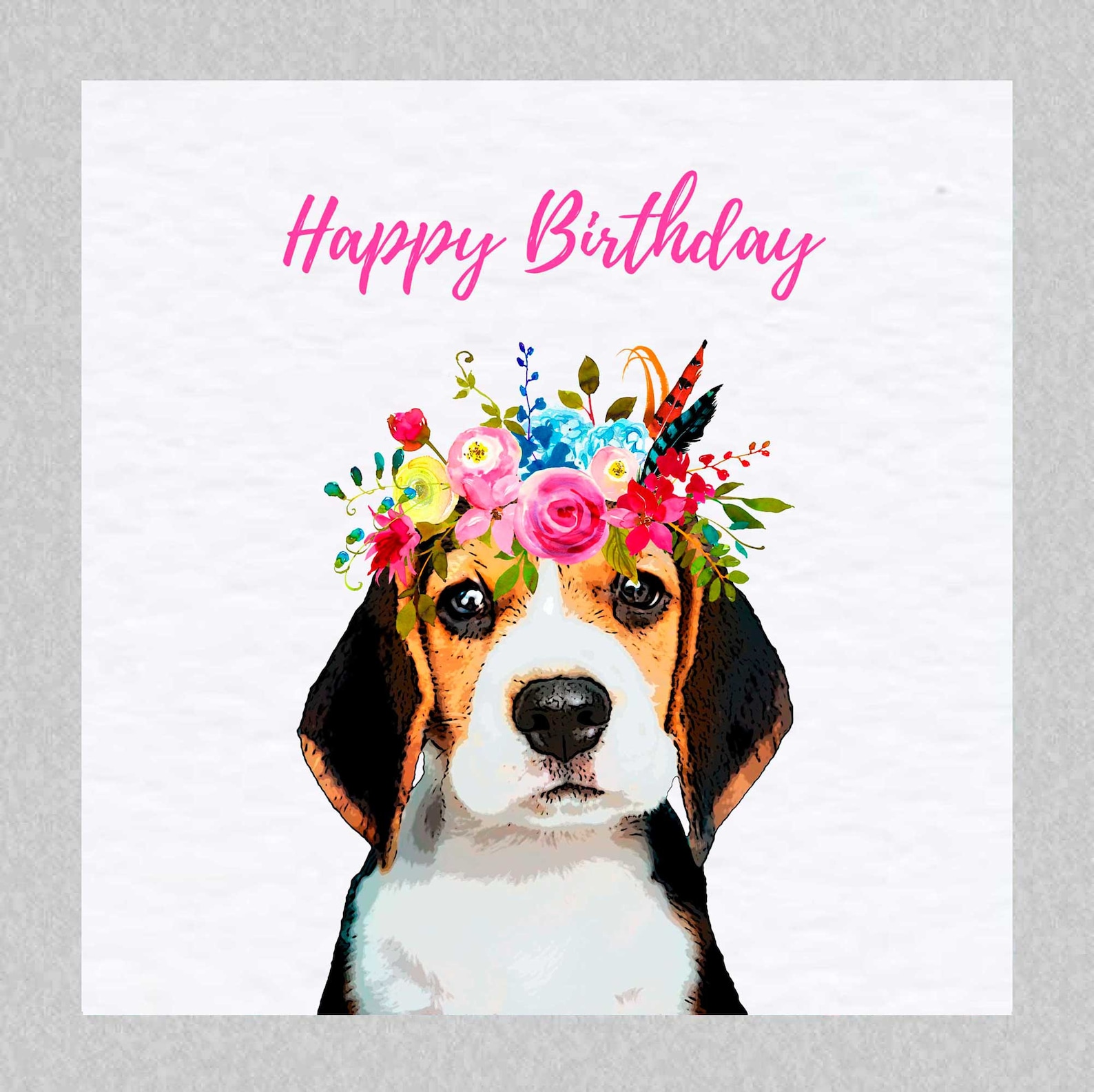 Beagle Birthday Card Cute Dog Greeting Card - Etsy