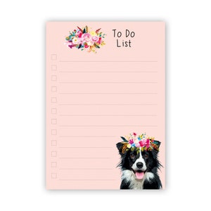Border Collie Gift - A6 To Do Notepad - Tear off Sheepdog Notebook, Border Collie Lover Gift