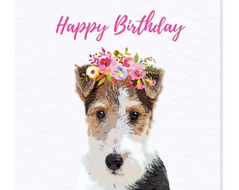 Fox Terrier Birthday Card - Fox Terrier Greeting Card Gift