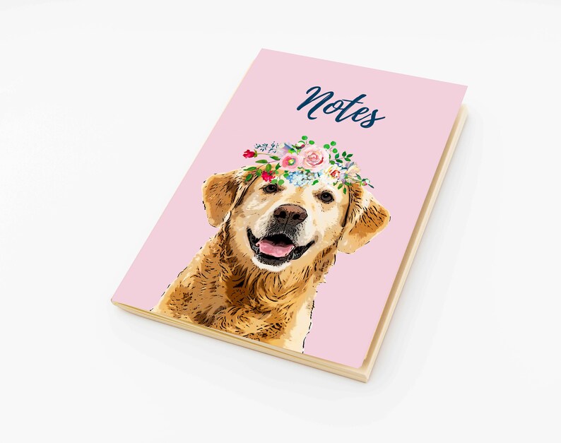 Golden Retriever Gift A6 Notebook Pink Golden Retriever Lover Gift Plain Pages Pocket/Handbag Size image 3