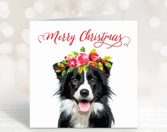 Border Collie Christmas Card - Sheep Dog Xmas Card - Gift for Border Collie Lover