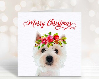 West Highland Terrier Christmas Card - Single or Pack of 4 Cards - Gift for Westie Lover