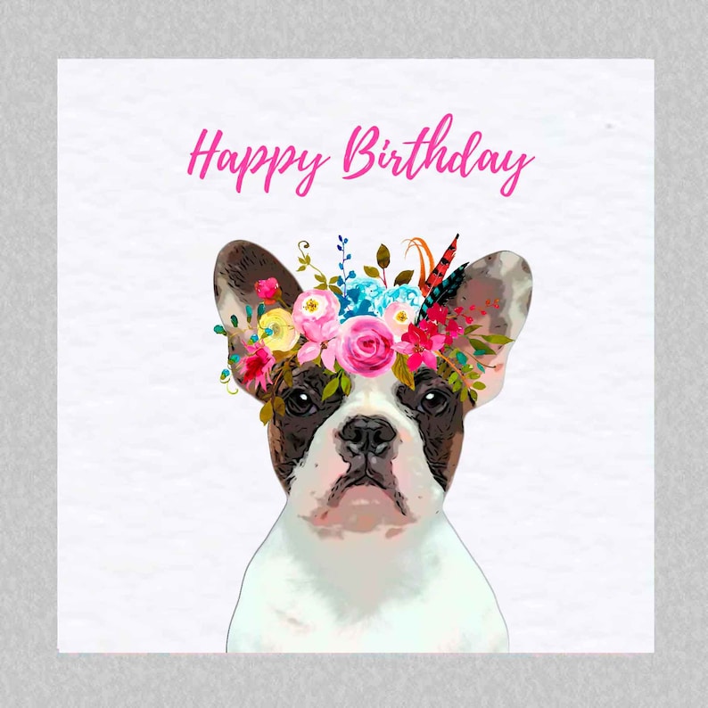 French Bulldog Birthday Card Cute Frenchie Greeting Card image 1