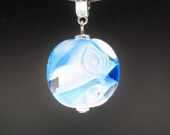 Handmade Turquoise Wave Glass Pendant Necklace