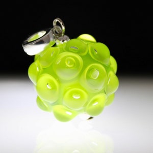 Bright Grass Green Bubble Bead. Handmade of Murano glass, long or short necklace of choice