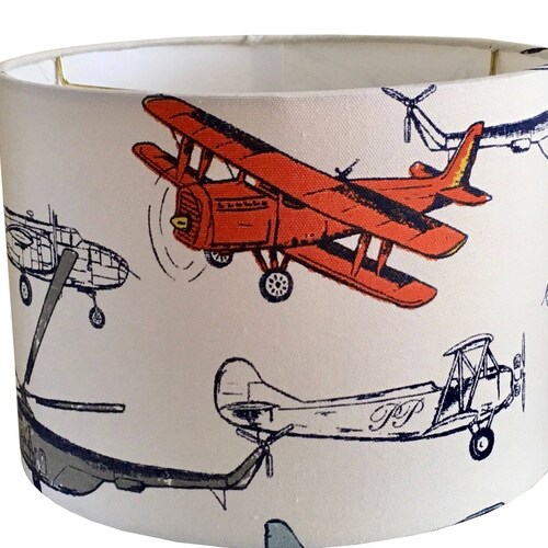 Airplane Lamp Shadebaby Boy Nursery Orange Lampshadeboys Etsy