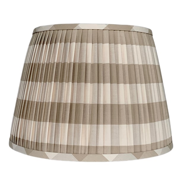 Biege  Camden Check Pleated Lampshade- Lamp Shade-Natural buffalo check Pleated sconce chandelier shade -Custom Made-To-Order