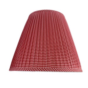 Red Pleated Lampshade-Beige Lamp Shade-Blue gingham Pleated sconce  chandelier shade -Custom Made-To-Order-Home Decor-Gathered Lamp Shade