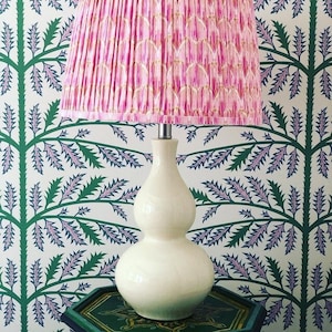 Pleated  Lampshade-Rose Ikat Lamp Shade-Blue Floral Pleated sconce  chandelier shade -Custom Made-To-Order-Home Decor- Gathered Lamp Shade