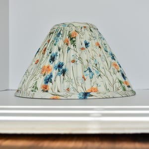 Multicolor Linen Floral Pleated  Lampshade- Shade-Floral Pleated sconce  chandelier shade-Custom Made-To-Order-Gathered Lamp Shade