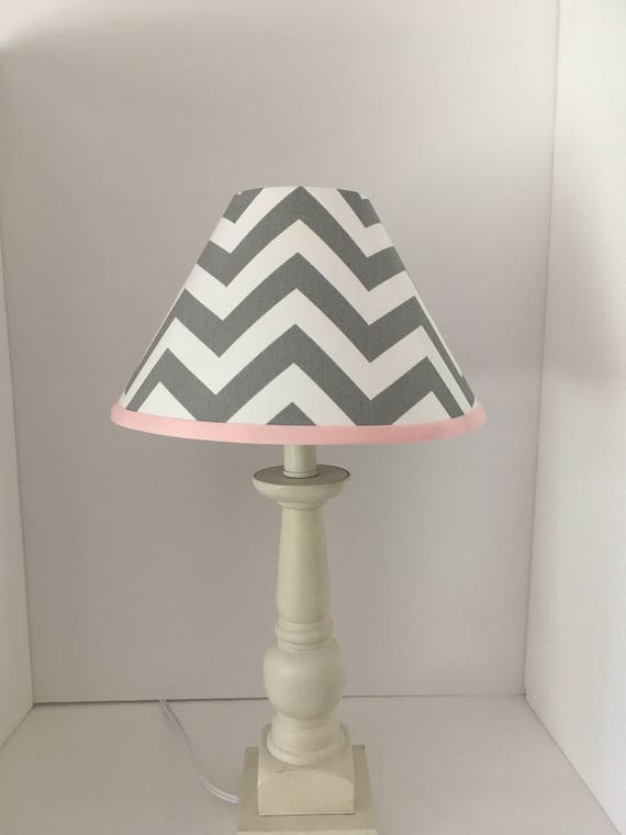 Grey White Chevron Lampshade Baby Girl Pink Elephant Nursery Girls Room