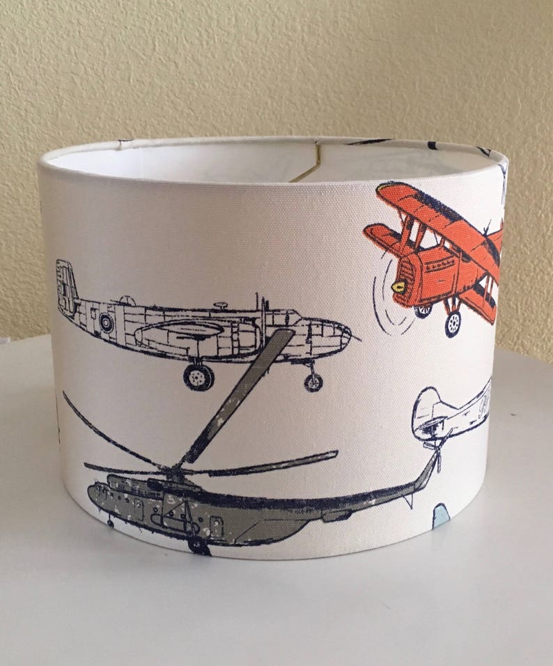 Airplane Lamp Shadebaby Boy Nursery Orange Lampshadeboys Etsy