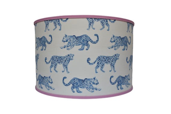 Navy Blue Leopard  Lampshade: Multiple Sizes  Trim