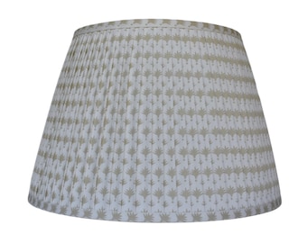 Little Palm Neutral Tan White Pleated Lampshade: Floral Print, Custom Made
