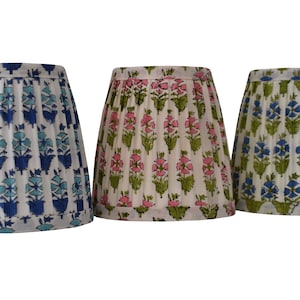 Pleated Lampshade-Lamp Shade-Blue Green Pink  Floral Pleated sconce chandelier shade -Custom Made-To-Order-Home Decor-l Gathered Lamp Shade