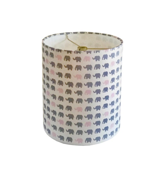 Grey Mini Pink Elephant Lampshade Baby Girl Nursery Decor Lamp Shade Table Girls Room Gift