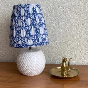 Blue Floral Pleated Lampshade: Handmade Sconce Chandelier Shade