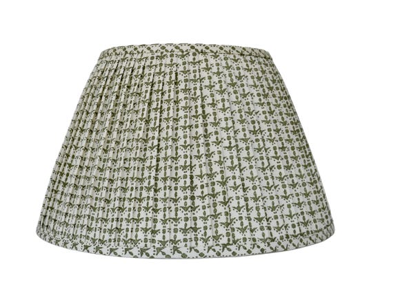 Sold individually -Chelsea Textile- Cupid in Leaf Green fabric-  Pleated sconce  chandelier shade-Custom Made-To-Order-Gathered