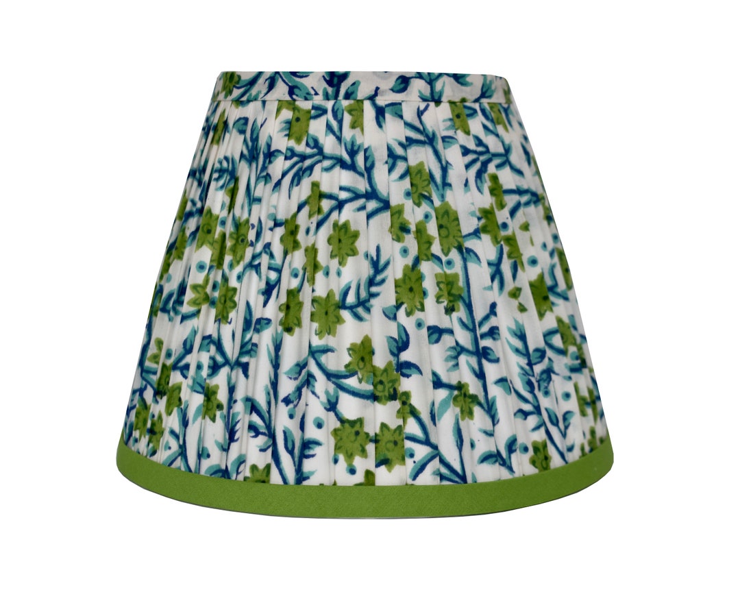 Pleated Lampshade-blue Green Lamp Shade Floral Pleated Sconce ...