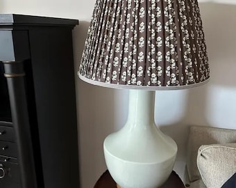 Sold Individually-Thibaut Blue Brown  Pleated Lampshade- Lamp Shade-Anna French  Pleated sconce chandelier shade-Custom Made-To-Order-JULIAN