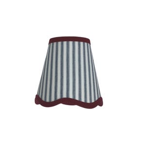 Blue  Stripe Scalloped sconce shade With Your Choice of Trim Color - Made to Order